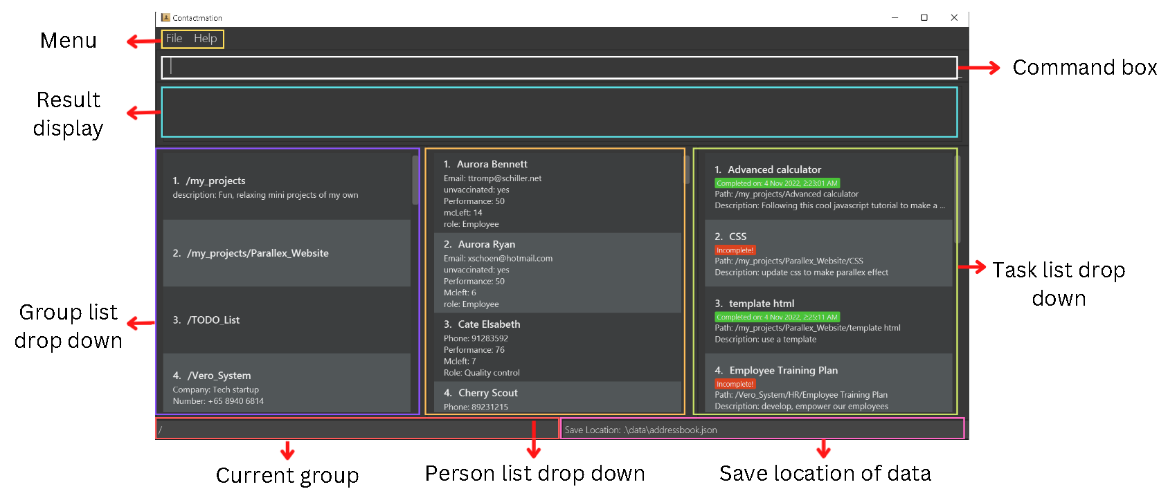 Contactmation ui elements