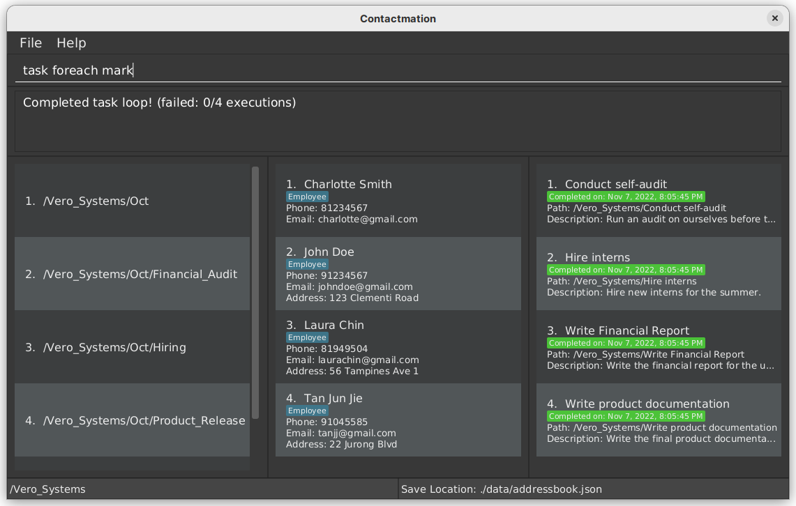 Foreach command ui